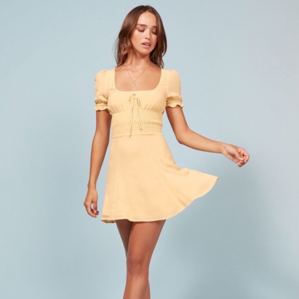 Reformation Linley dress buttercup yellow